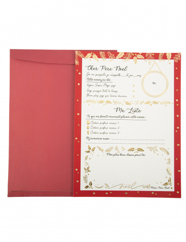 Grande lettre au Père-Noël avec enveloppe Holly Christmas 21 x 28,5cm à remplir