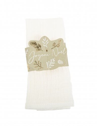 8 ronds de serviette noël botanique vert de gris joyeux noël