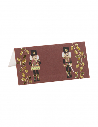 8 marque-places casse-noisette festif bordeaux et dorés 8 x 4 cm