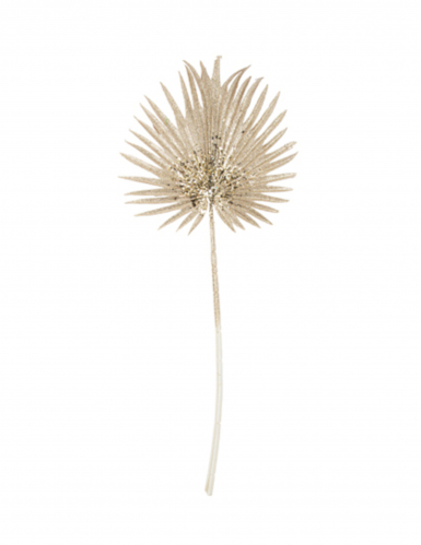 Branche feuille exotique à paillettes dorée 87cm