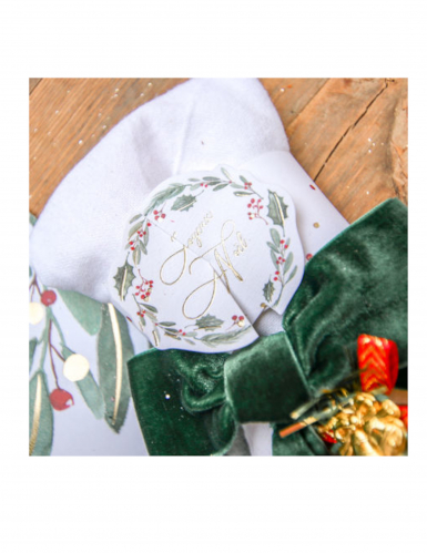 8 ronds de serviettes joyeux Noël tradi chic rouge et or