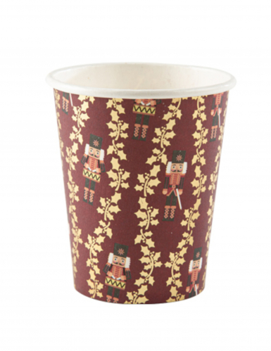 8 gobelets casse-noisette festif 255 ml en carton bordeaux