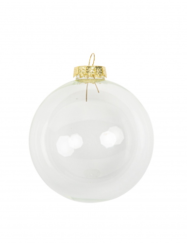 Boule de noël transparente personnalisable 8 x 9,5 cm à suspendre