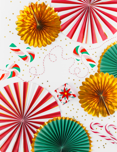 3 rosaces de Noël en carton 26, 35, 43 cm, suspensions festives