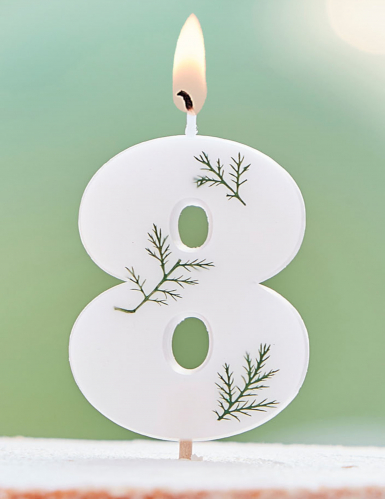 Bougie chiffre feuilles naturelles pour anniversaire