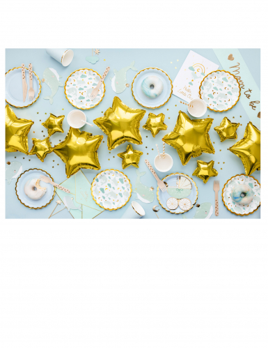 6 Petites assiettes en carton festonnées baleine bleu ciel 18 cm
