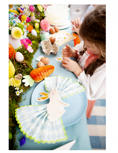 20 serviettes en papier lapin blanc et or 25 x 32 cm forme lapin
