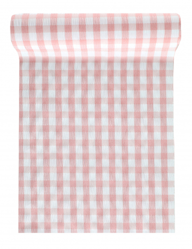 Chemin de table vichy rose 26 cm x 3 m thème guinguette