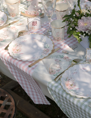 Chemin de table vichy rose 26 cm x 3 m thème guinguette