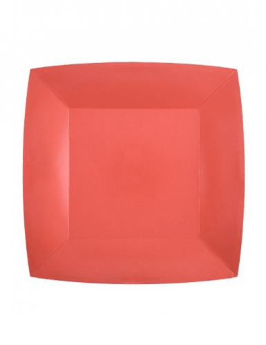 10 petites assiettes carrées en carton rouge 18 cm pour dessert