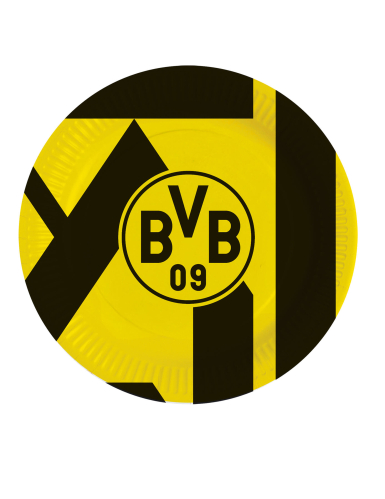8 Assiettes rondes en carton Borussia Dortmund 23 cm