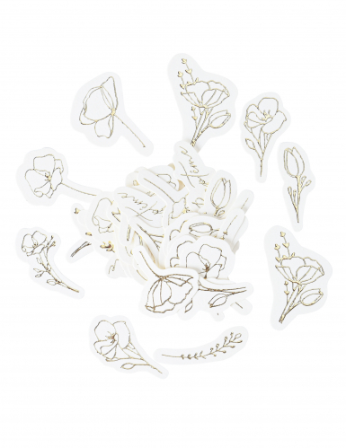 100 confettis de table baptême fleurs dorées