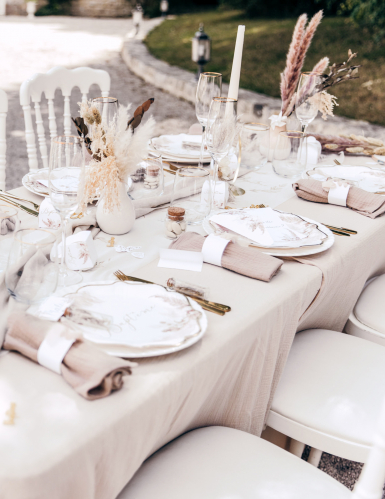 8 assiettes baptême pampas et fleurs de coton 23 cm en carton