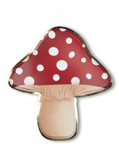 8 assiettes en carton champignon rouge et blanc 23 cm à pois