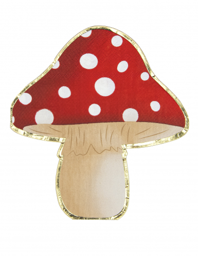 16 Serviettes en papier champignon rouge et blanc 29 x 32 cm
