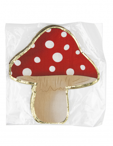 16 Serviettes en papier champignon rouge et blanc 29 x 32 cm