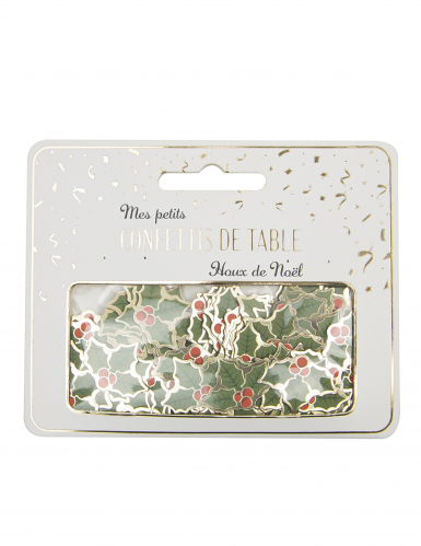 Confettis de table houx de Noël en papier vert 10g