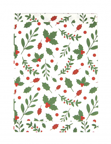 8 pochettes cadeaux houx de Noël en papier