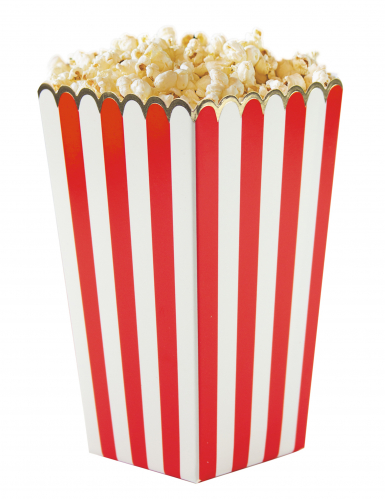8 boîtes à popcorn rouges et blanches rayures et liseré doré