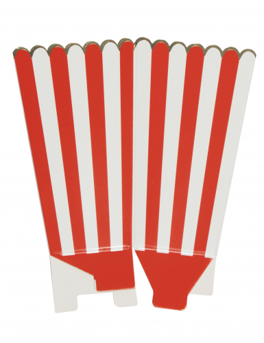 8 boîtes à popcorn rouges et blanches rayures et liseré doré