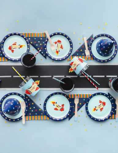 6 manchons pour gobelets petit avion décoration anniversaire