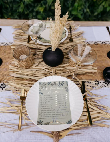 Centre de table feuille de palmier tressée 40 cm x 1 m