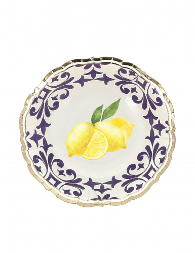 8 Bols en carton bleu roi Citrons Dolce Vita 13,5 cm