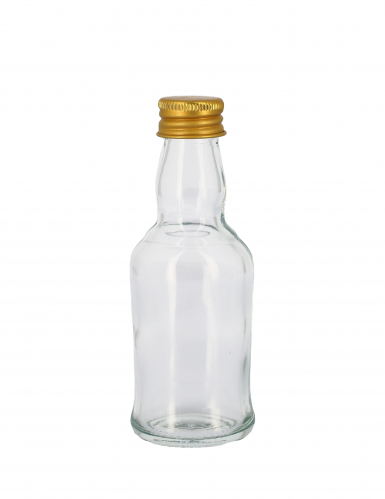 Mignonnette verre transparent et bouchon en métal doré 50ml