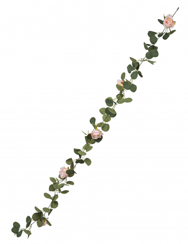Guirlande de roses et eucalyptus vert et rose 1,70m artificielle