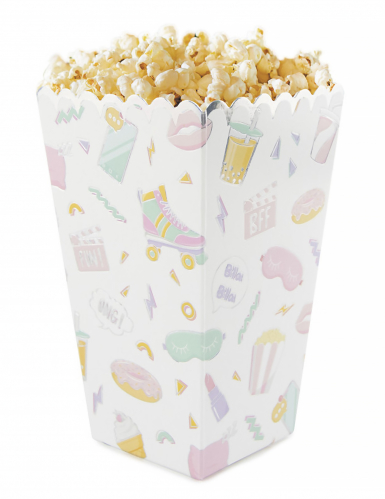 8 boîtes à pop corn pyjama party et irisé aux motifs girly