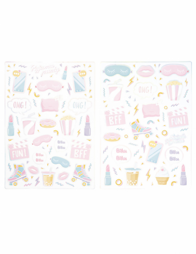 150 stickers pyjama party, autocollants festifs pastel