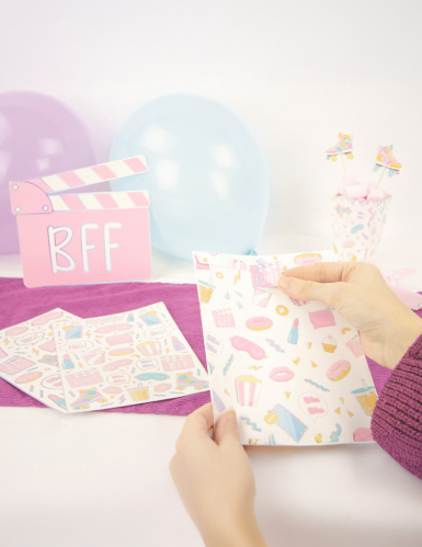 150 stickers pyjama party, autocollants festifs pastel