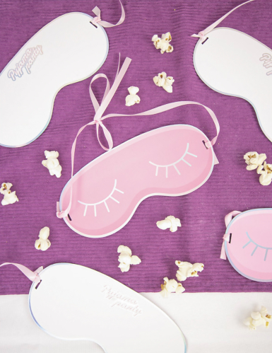 8 invitations pyjama party en forme de masque
