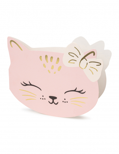6 invitations avec enveloppes chatons roses pour anniversaire