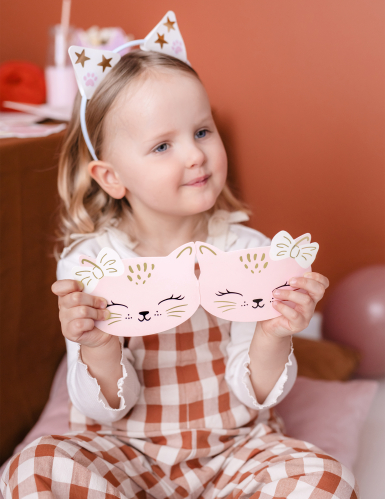 6 invitations avec enveloppes chatons roses pour anniversaire