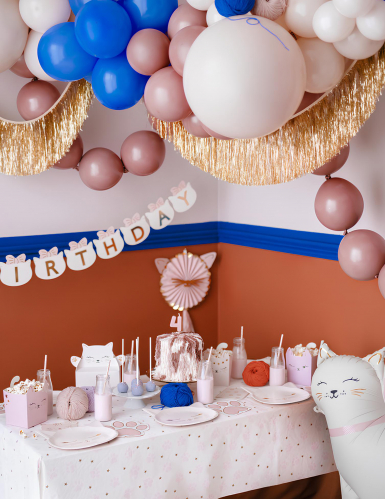 Nappe en papier pattes de chat 180 x 120 cm rose anniversaire