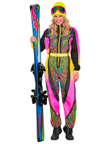 Déguisement skieur zèbre multicolore adulte