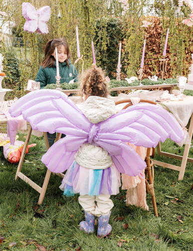 Ballon aluminium ailes de fée lilas géant 122 x 89 cm
