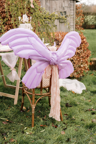 Ballon aluminium ailes de fée lilas géant 122 x 89 cm