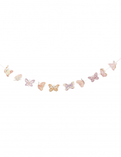 Guirlande papillon papier rose pastel 10 cm x 1,5 m ambiance féerique