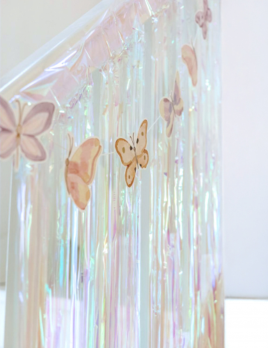 Guirlande papillon papier rose pastel 10 cm x 1,5 m ambiance féerique