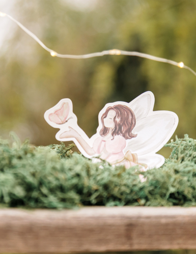 6 décorations à poser fée papier rose pastel de 6,8 à 10 cm univers enchanté