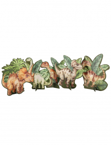 6 décorations à poser dinosaures papier vert de 8,5 à 12 cm pour anniversaire