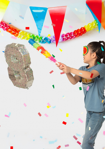 Piñata holographique argent chiffre 0, 40 x 28 x 8 cm pour fête
