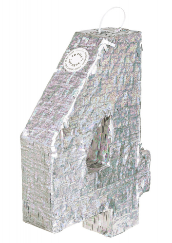 Piñata holographique argent chiffre 4 40 x 28 x 8 cm pour fête