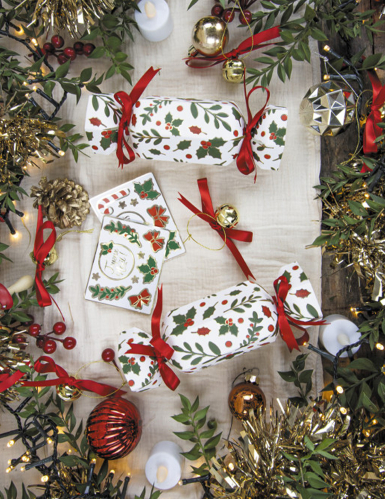 5 petits crackers houx de noël festifs