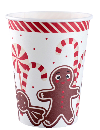 10 Gobelets motif gourmandises de Noël 27 cl en carton