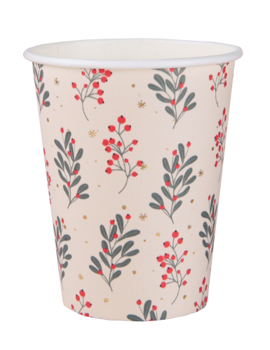 10 gobelets houx de noël 27 cl en carton