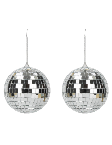 2 Boules disco argentées 10cm