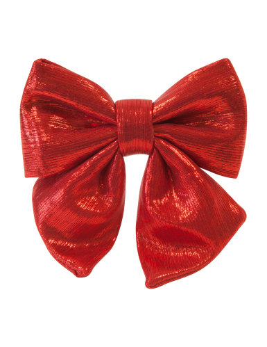 Nœud en tissu métallisé rouge 15 cm